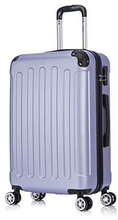 Flexot® Flex-2045 Koffer (16 Farben zur Auswahl) Zwillingsrollen Reisekoffer Trolley Hartschale (L, Flieder)