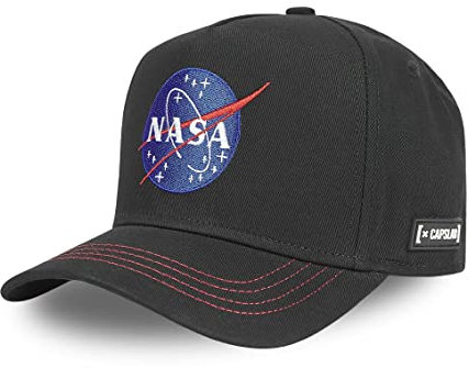 Tracker Kappe Herren 100% Baumwolle, Cap Herren, NASA-Logo, Empfindliche Haut, Schwarz, Einheitsgröße