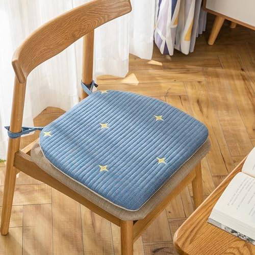 ZIBENE Sitzkissen Stuhl 40x40, Stuhlkissen Halbrund Landhausstil, Bequemes Sitzkissen Stuhl Einzeln, Weich et Hautfreundlich 3cm Hoch Sitzpolster Abnehmbare AusfüHrung mit ReißVerschluss Blau
