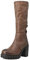 QUEEN HELENA Stivali di Pelle con Tacco Plateau Zip Laterale Casual Donna L317 (Marrone, Numeric_39)