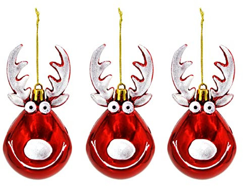 Fassory Weihnachtskugeln, Einhorn, Hirsch, Rentier, 3 Stück, Rosa