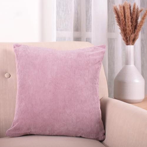 Fusion - Mauve weiches Kissen (43 x 43 cm) – Füllung inklusive – Cordkissen in Mauve Lila – für Wohnzimmer & Schlafzimmer – Malven-Kissen mit Bezug enthalten/Kisseneinlage