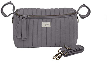 3 Sprouts - Kinderwagen Organizer - Tasche für Kinderwagen und Buggy - Kinderwagentasche - Stroller Bag - Grau