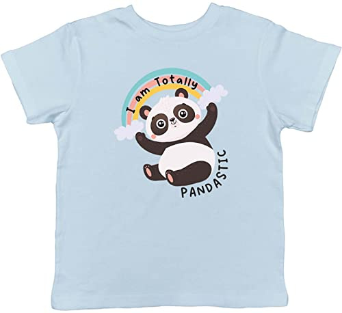 Shopagift Totally Pandastic Kids T-Shirt Panda Lover Kawaai Childrens Tee Gift Light Blue