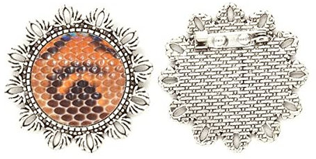 Snack Broche en cuir Motif fleur Argenté, M