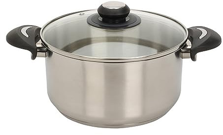 Spetebo Edelstahl Kochtopf mit Glasdeckel - 3,5 L / 22 x 17,5 cm - Universal Küchentopf mit Griffen - Topf für Nudeln Kartoffeln Suppen Eintopf für alle Herdarten spülmaschinenfest