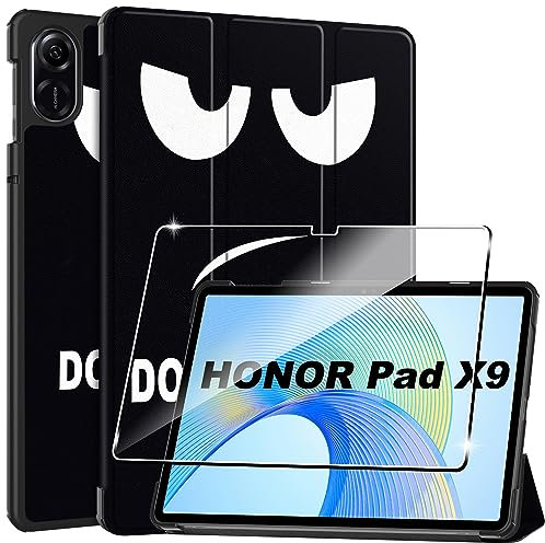 Rojeuinn Funda para Honor Pad X9+1 Pack Cristal Vidrio Templado Protector de Pantalla,con Función Soporte,Anti-Arañazos Protectora Case función-Don't Touch