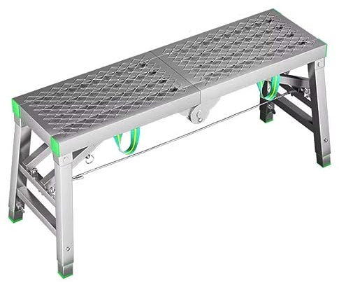 DPDZSW Arbeitsbühne klappbare, Arbeitsplattform, Tragkraft 400Kg – Tragbare, Gerüst Höhenverstellbar, Aluminium Tritthocker, Mehrzweckleiter,200cm