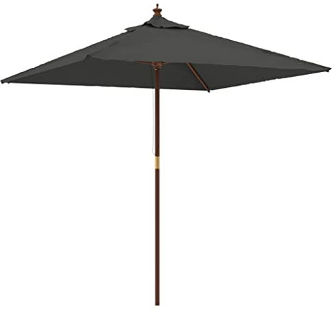 FIRBNUS Ombrellone Giardino con Palo in Legno Antracite 198x198x231 cm Ombrellone da Giardino Ombrelloni da Esterno Ombrellone da Spiaggia Ombrellone Spiaggia Ombrellone Legno Ombrelloni da Spiaggia