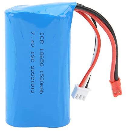 Fockety Lipo-Akku, 1500 MAh RC-Lithium-Akku, Sicherer und Langlebiger Stabiler 7,4-V-Lipo-Akku mit Weiblichem JST-Stecker für T39, T40, F39, F49RC, 822 RC-Flugzeug