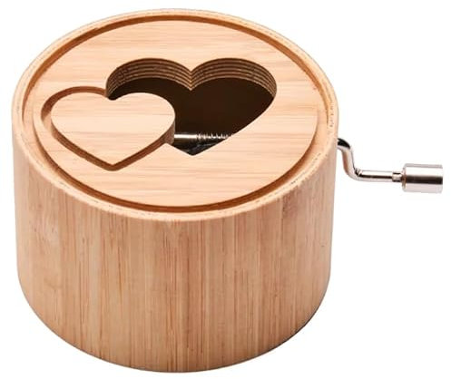 Spieluhr aus Bambus mit der Melodie: Ave Maria von Bach/Gounod - music box von Kurbelwerk green-line, Love-Edition mit Doppelherz, gerahmt