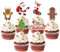 Moitkptt 24 Stück Weihnachten Cupcake Toppers, Weihnachtsmann Tortendeko Weihnachten, Lebkuchenmann Kuchen Deko Weihnachten für Neujahr Party, Weihnachtsfeier Deko (Weihnachtsmann)