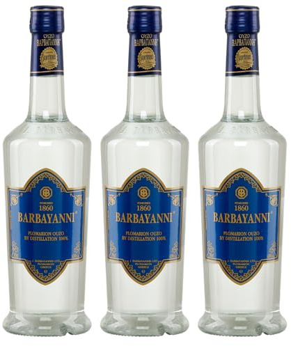 Ouzo Barbayanni blau 3x 0,7l Flasche | Klassischer Ouzo von Lesbos | Destillerie Barbayannis | 43% Vol. | +20ml Jassas Olivenöl