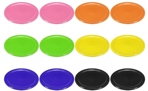 PATIKIL Air Hockey Pucks 2.5 Inch, 12Pcs Air Hockey Heavy Replacement Pucks for Game Tables Equipment Accessories 2Pcs Per Color