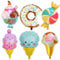 Eiscreme Donut Candy Folienballons - 6 Stück Sommer Ice Cream Thema Folienballon, Ice Cream Geburtstags Ballon, XXL Donut Ballons, Bunt Ballon für Mädchen Jungen Süßes Essen Geburtstag Sommer Party