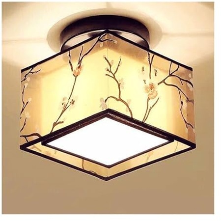 LUOYAOB Deckenlampe Chinesische Deckenleuchte im traditionellen Stil Quadratischer Stoff Lampenschirm Deckenleuchte Deckenleuchte for Gang Schlafzimmer Wohnzimmer Flur Spielzimmer Küche (Color : E)