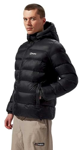 Berghaus Men's Ewden Insulated Extra Warmth Big Baffle Winter Padded Jacket | Hydroloft Insulation | Adjustable, Black/Black, M