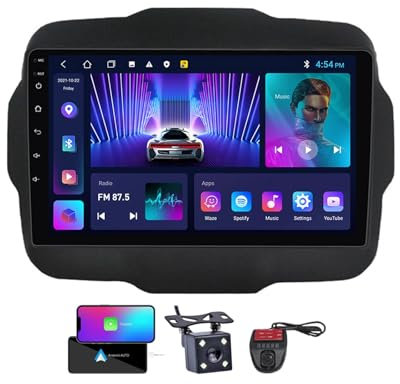 ZZPHKK Android 13 Autoradio für Jeep Renegade 2014-2018 mit Carplay Android Auto, 9 Zoll Auto Stereo Radio mit Carplay Android Auto Bluetooth 5.0 GPS FM/RDS Radio SWC Rückfahrkamera(NF-2)