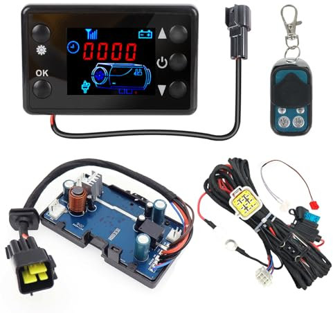 Copgge 12V/24V Diesel Heater Control Board Parking Heater Controller Panel Diesel Heater Motherboard LCD Controller with Remote Control Wiring Harness Sensor fits for Chinese Diesel Heater 2KW 5KW 8KW
