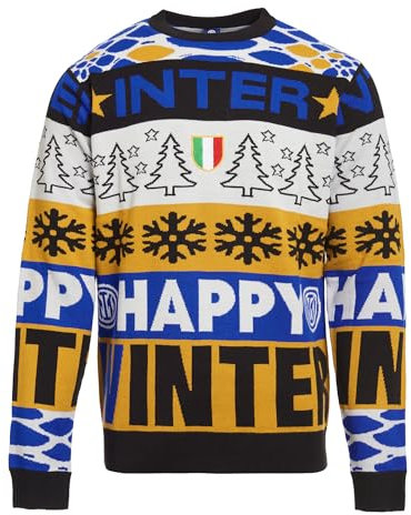 Inter - Maglione di Natale Edizione 2024 Ufficiale Unisex-Adulto, Festeggia l'inverno con Stile nerazzurro! Ottima Idea Regalo, per i Veri Tifosi Nerazzurri.