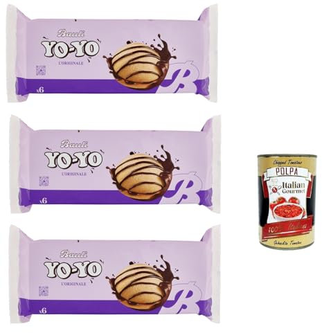 Bauli, Yo-Yo Merendine Soffici di Pan di Spagna con Crema al Cioccolato, kuchen Weiche Snacks Schwammkuchen mit Schokoladencreme 3x 210g + Italian Gourmet polpa 400g
