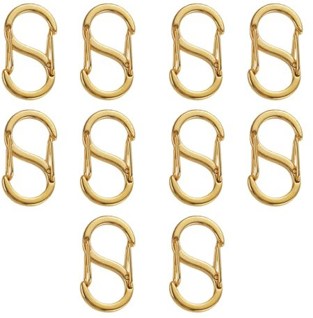 Luabue 10Pcs Double Opening Lobster Clasps, 0.67in Gold Necklace Shortener Charm Clasp, Gold Necklace Clasps Bracelet Connectors Chain Shortener Clasp for DIY Jewelry Repairing