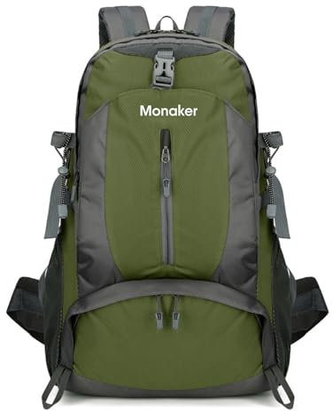 Monaker 40L Wanderrucksack mit separatem Schuhfach und Taillenstütze, Multi-Pocket-Design,Tagesrucksack für Wandern, Radfahren und Camping