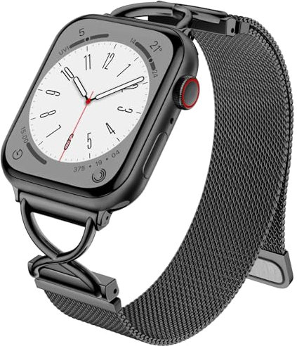CeMiKa Metall Armband Kompatibel mit Apple Watch Armband 40mm 41mm 42mm 38mm, Dual Magnetisch Edelstahl Ersatzband für iWatch Series 10 9 8 7 6 5 4 3 2 1 SE SE2, Damen Herren, Schwarz