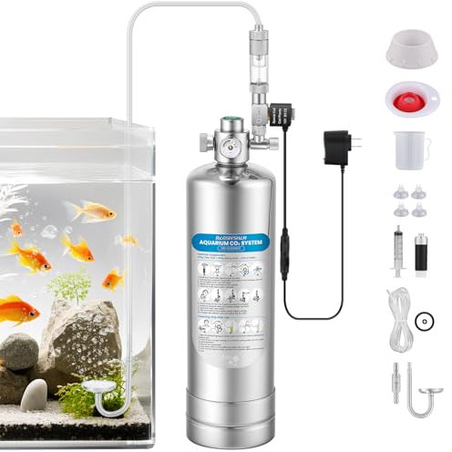 BAOSHISHAN Aquarium Co2 System 2L, Upgraded External Threaded CO2 System Generator with Double Switch Solenoid Valve, Co2 Aquarium Kit for Aquarium Plants