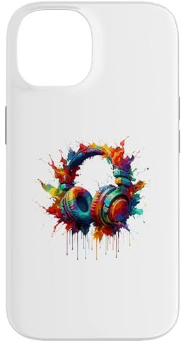 Custodia per iPhone 14 Splash Art Cuffie Musica Canto Cantante Canzone