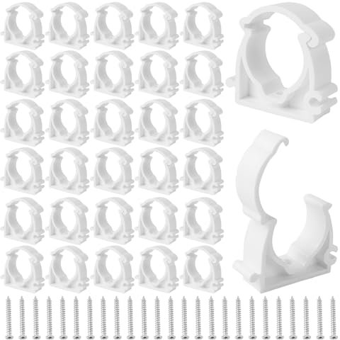 50 Piezas Abrazaderas M25, Abrazaderas para Tubos de 25 mm, Abrazaderas para Mangueras de PPR Blancas con Tornillos, Abrazaderas para Tubos De Varilla, Tubos Aislados, Tubos VacíOs, Mangueras (Blanco)