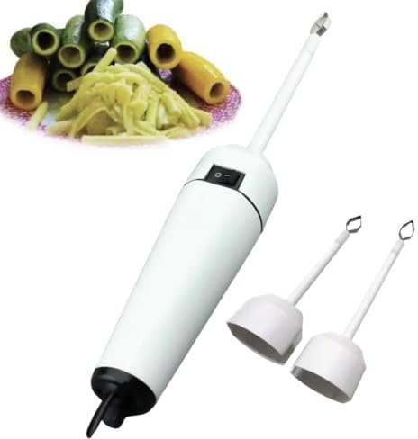 Electric Vegetable Corer - Handheld Hole Digger with 2 Heads, Stainless Steel Fruit Seed Remover, Adjustable Speed for Kitchen Use