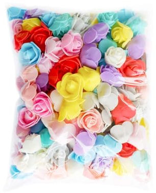 Mini Roses Artificielles,200 Pcs Fleurs Artificielles Petite Roses en Mousse Artisanat Rose pour Bricolage Artisanat Bouquets de Mariage Arrangements de Fête Décorations pour la Maison