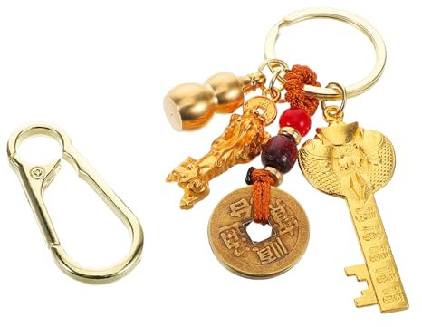 WRITWAA Feng Shui Schlüsselanhänger Pi Yao Kürbis Schlange Jahr Auto Schlüsselanhänger Reichtum Symbol