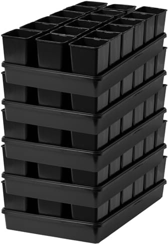Pullmer 18x Anzuchttöpfe eckig mit Untersetzer, Pflanztöpfe für Stecklinge & Samenanzucht, mit Tablett, Shuttle-Trageschalen (Anzuchttöpfe 9x9x14 + Untersetzer; 5 Pack)