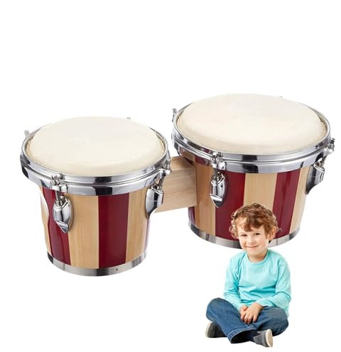 Bongo Drum, 2,5 kg professionelles Holztrommel-Set, 15,2 cm (6 & 7 Zoll), perfekt für Kinder, Erwachsene & Anfänger, Lerninstrumente für Musikinstrumente zum Lernen & Üben