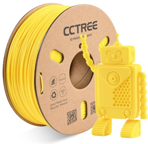 CCTREE ABS+ Filament 1.75mm, Dimensional Accuracy +/- 0.03mm, 1KG Spool (2.2 LBS), Strong, Durable, Heat Resistance, Excellent Toughness 3D Drucker Filament ABS Plus, Gelb