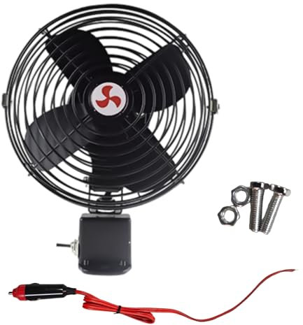 KMGDM Ventilateur de refroidissement en métal robuste à faible bruit 12 V 24 V 12 V 24 V Fonctionnement silencieux pour camions, bateaux, systèmes de ventilation de véhicule