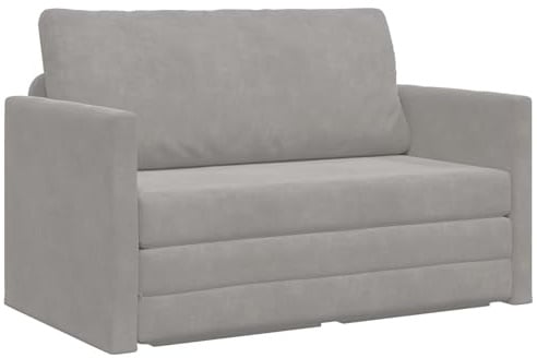 vidaXL Schlafsofa Hellgrau 124 x 71 x 78 cm Samt | Sehr bequem zum Ausruhen und Schlafen, Polyester, das nicht leicht fleckt, lässt sich leicht vom Sofa zum Bett ziehen