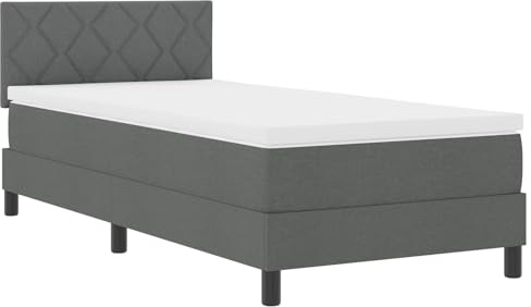 vidaXL Boxspringbett mit Matratze Dunkelgrau 90 x 190 cm Stoff, Elegantes Bett-Design, modernes Schlafzimmer-Dekor, funktionale Schlaflösung, robuste Boxspring, vielseitig.