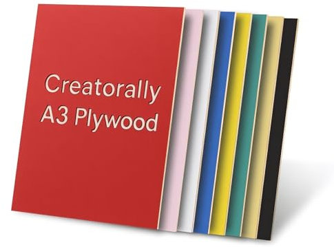 Creatorally Colorato Compensato 3mm, Colori Compensati per Laser 8 Pezzi, Legno di Tiglio per Incisione e Taglio Pirografia Fai Da Te (A3 (420x297x3 mm))