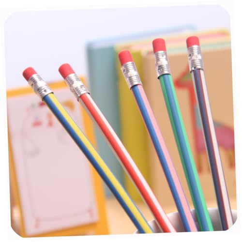 Gadpiparty 5 Stück Biegsame Weiche Bleistifte mit Radiergummi Flexible Schreibgeräte für Gemischte Farben als für Jungen und Mädchen