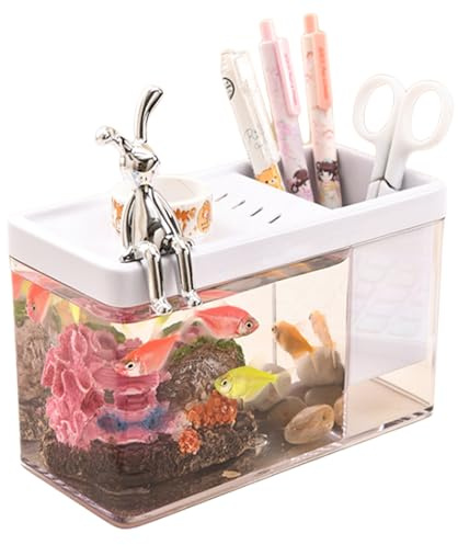 Betta Aquarium – Small Betsta Fish Tapa Betta, Tiny Aquarium Tank Fish Tanksrs für – Miniatur-Landschaft transparent Fishs Fisshs für Sea Monkey