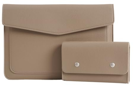 Yesmornsis PU Leather Padded Laptop Sleeve 16Inch Compatible with MacBook Pro 16 M5 M4 M3 M2,15Inch Laptop Bag Compatible with MacBook Pro 15 with Charger Pouch
