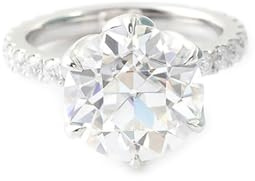 Heiratsantrag Ring, Eheringe Weissgold 9K mit Rundem Moissanit 3 Karat Größe 45 (14.3)