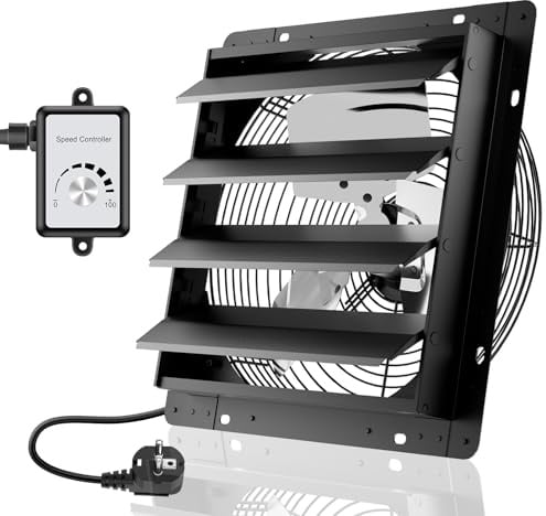 HG Power 350mm Abluftventilator mit Drehzahlregler Industrie Wandventilator mit EC Motor 2200m³/h Wandlüfter Regelbar Aluminium Fensterventilator für Keller Garage küche