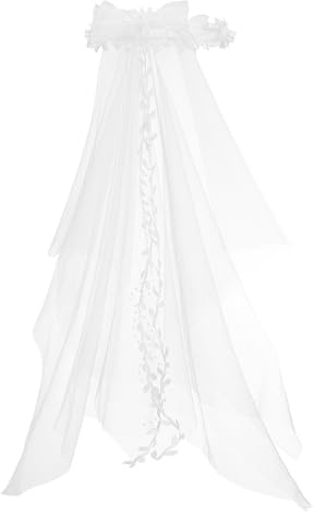 Braut Blumenkranz mit Schleier, Weißes Gewebe für Hochzeitsfrisuren | Leichtes, Bequemes Design, 90x22x5cm, Romantisch für Brautfotos, Kommunion, Proms