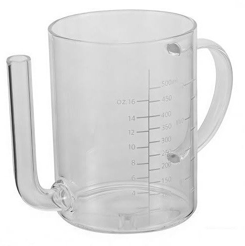 GOOHOCHY Heat Resistant Glass Grease Separator Jug with Long Spout and Accurate Measurement Scale, 500ml 2-Cup Capacity, for Separating Meat Juice, Gravy, and Oil the Kitchen