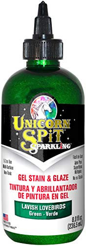Unicorn Spit Sparkling Lavish Lovebirds Green, Gel Stain Glitter Paint, Water-Based Glaze for Wood Crafts, Non-Toxic Art Formula, 236ml