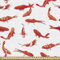 ABAKUHAUS Koi Fisch Gewebe als Meterware, Asiatische Glückssymbol, Dicht Gewebter Stoff zum Nähen Polster Wohnaccessoires, 3M (148x300cm), Zinnoberrot und Weiß